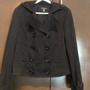 Black fashion peacoat with stretch
